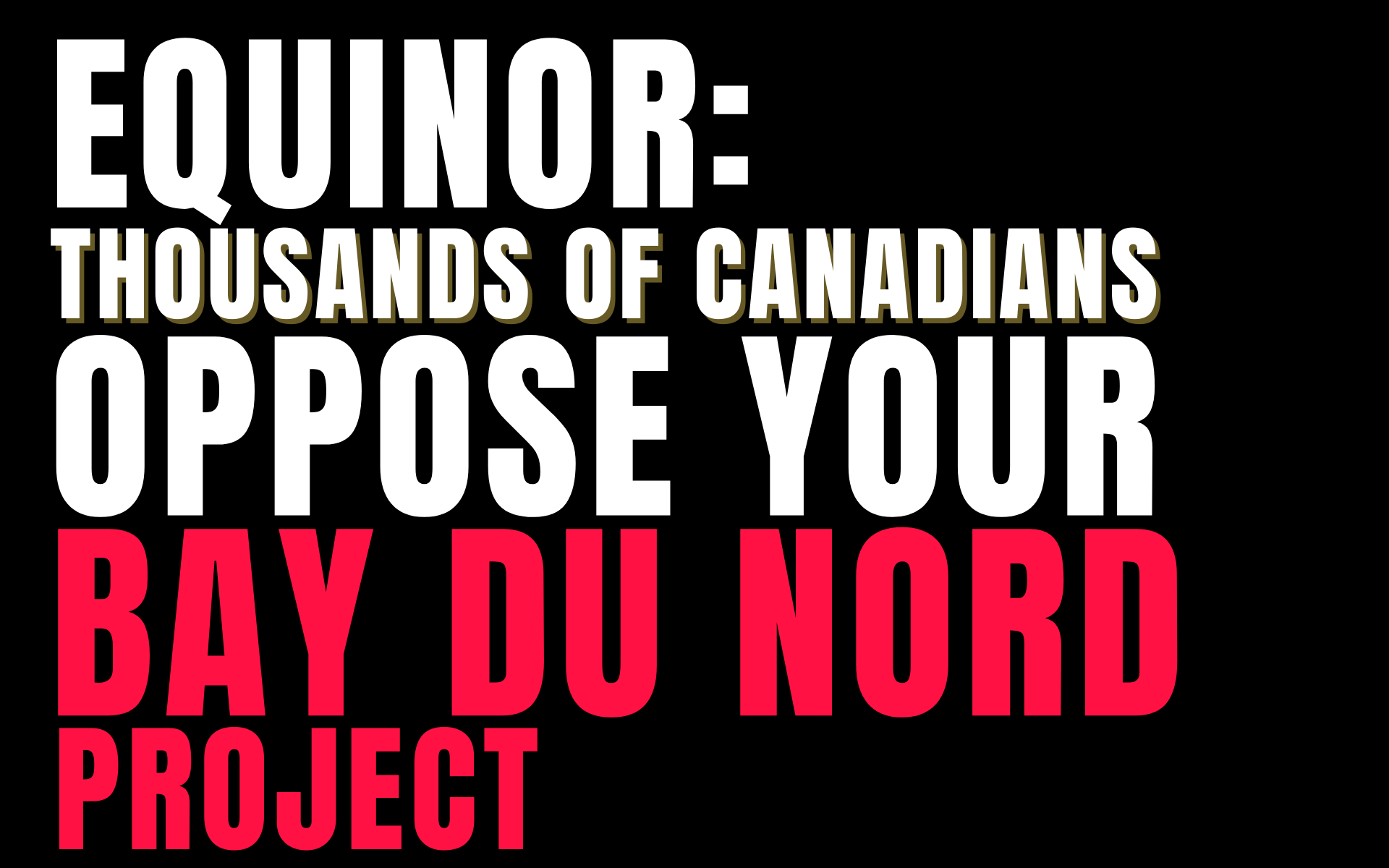 Image saying Equinor: thousands of Canadians oppose your bay du nord project.